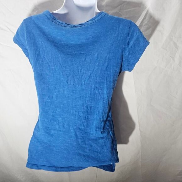 Vintage y2k Blue v neck grunge form fit tee - Picture 2 of 5